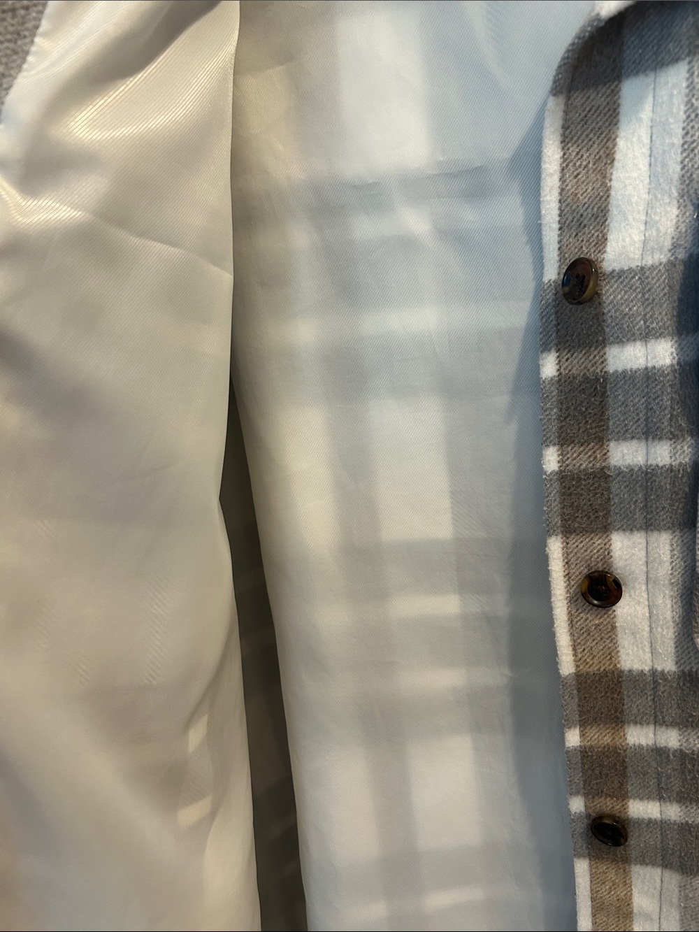 Banana Republic Gray, White & Brown Plaid Utility Jacket - Picture 10 of 10